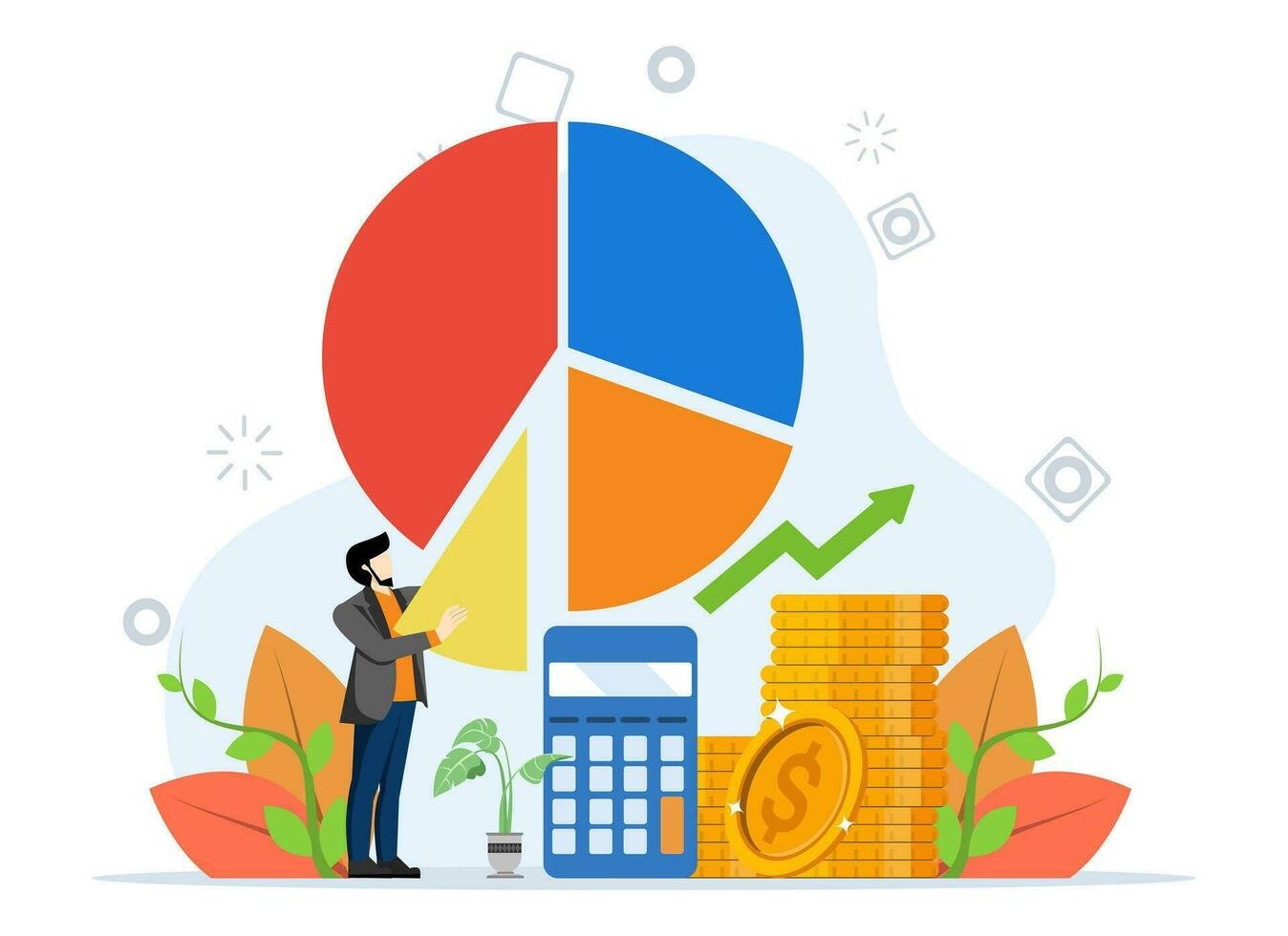 stock or fund market volatility economy crysis inflation effect adjusting strategies to cope with changing market conditions businessman or investor adjusts his investment portfolio vector
